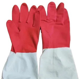 Guanti di sicurezza impermeabili per la pulizia della cucina guanti domestici in lattice bicolore rosso e bianco