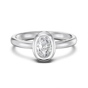 Dylam Exquisite Classic Design Fine Jewelry Brushed Surface Sterling <b>Silver</b> <b>Solitaire</b> Diamond Oval 5A Zirconia Wedding <b>Rings</b> - Product Image 1