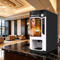 Le distributeur automatique de boissons chaudes instantanées LE303V fonctionne avec des pièces de monnaie et propose trois types de boissons, acceptant les paiements par code QR.
