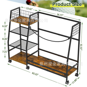 Suporte de Chão Giratório de Metal com <span class=keywords><strong>4</strong></span> Níveis para Armazenamento de Bolsas de Golfe, Organizador Esportivo Multicamadas Não Dobrável para Sala de Estar e Clubes - Moderno - Product Image 3