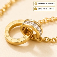 Parure de bijoux double anneau en zircon cubique baguette pour femme, collier, bracelet, boucles d'oreilles clous, en acier inoxydable avec placage sous vide PVD, cadeau idéal pour le quotidien