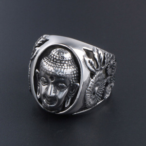 Buddha Face Vintage <b>Titanium</b> Steel <b>Ring</b> Men's Jewelry SA173 Gift Fashion Accessory - Product Image 4