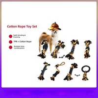 Jouet pour chien en corde de coton TPR tressée, nœud, os à mâcher et balle, vente en gros