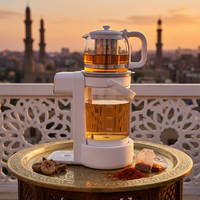 Bouilloire électrique intelligente en verre turque portable, 2L+0.6L, avec couvercle inférieur, pour faire du thé, samovar