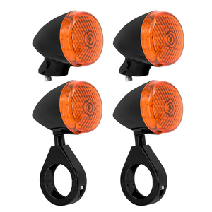 Clignotants LED en forme de balle pour moto, 4 pièces, adaptés à Harley Dyna Sportster Bobber, lampe indicatrice de montage sur fourche 39mm 41mm, noir chromé - Product Image 5