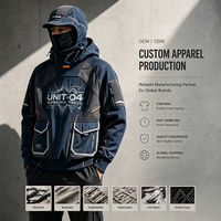Sudadera con Capucha para Hombre, Estilo Cyberpunk, Marca OEM Techwear, Algodón y Poliéster, Diseño de Parches en Contraste, Bolsillos Tipo Cargo, Ropa Urbana Táctica, MOQ Bajo