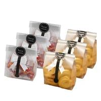 Sac en plastique avec fermeture autocollante pour l'emballage de biscuits et de pain, avec décoration en ruban et nœud, pour les boulangeries, sac de rangement auto-adhésif en PE