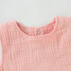 Vendita calda 100% <span class=keywords><strong>cotone</strong></span> organico carino fiocco nodo Design senza maniche <span class=keywords><strong>mussola</strong></span> vestiti della neonata - Product Image 3