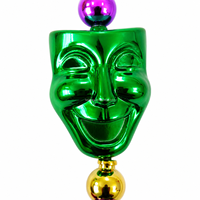 Collar de cuentas metálicas gigantes de Mardi Gras, estilo Comedia y Tragedia, venta al por mayor de fábrica