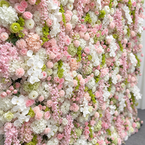 Soft Pastel Blush Pink White Green Full Coverage Wedding <b>Flower</b> <b>Wall</b> Artificial Floral Backdrop for Spring Garden Minimalist - Product Image 2