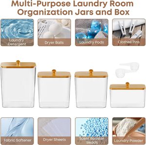 3 Pack Large <b>Plastic</b> Organizer Laundry Room Detergent Storage Organization and <b>Container</b> Jars With Lids - Product Image 4