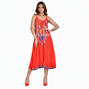 Moda de verano Vestido MIDI floral bohemio mexicano Estilo bohemio vintage Ropa de playa bordada - Product Image 1