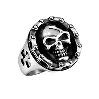 Cincin Perhiasan Fashion Baja Tahan Karat Tengkorak Dominan Gaya Hip Hop Punk Gothic untuk Pria Produsen Grosir Hadiah Ulang Tahun