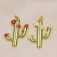 Kalung Liontin Bunga Kaktus Enamel untuk Wanita, Gaya Ins, Perhiasan Sehari-hari, Perhiasan Statement