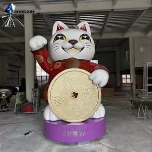 Sculpture créative en résine de <span class=keywords><strong>chat</strong></span> porte-bonheur, décor Feng Shui intérieur/extérieur, ornement personnalisé en fibre de verre - Product Image 1