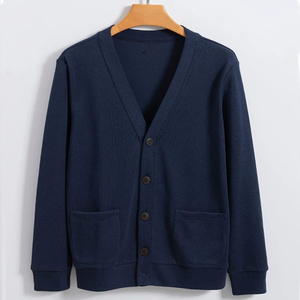 Cardigan pour homme, col en V, tricot en coton, vêtement d'extérieur, ample, décontracté, résistant aux plis, de haute qualité, pull en coton pour homme, cardigan en tricot - Product Image 5