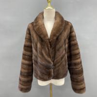 Printemps automne hiver doux toucher agréable nouveau manteau en fourrure de vison marron naturel