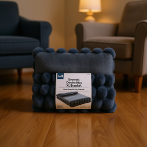 Manta de mezclilla Everrest XL, azul, piel de oveja gris, estilo esquimal, rectangular, para uso doméstico - Product Image 2