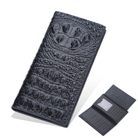 Dompet Kulit PU Pola Buaya Anti-RFID untuk Pria Vintage, Tahan Air, Multifungsi, Desain Panjang Kompak dari Bahan Polyester
