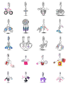 Pulsera Decorativa DIY con Árbol de la Vida, Sol, Paloma de la Paz y Colgante de Zirconia en Forma de Corazón - Plateado, Certificado GDTC - Product Image 1