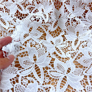 थोक पानी में घुलनशील सफेद कढ़ाई फीता कपड़े के लिए मिल्की गुईशुद्ध फूल फीता कपड़े mf72 - Product Image 5