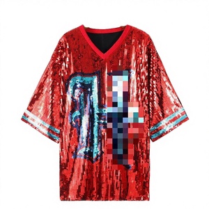 เสื้อเชิ้ตผ้าแคนวาสโพลีเอสเตอร์สีฟ้าเทอร์ควอยซ์ ปักโลโก้ด้วยเลื่อมสีขาว สำหรับผู้หญิงชาวเท็กซัสในช่วงฤดูร้อน - Product Image 3