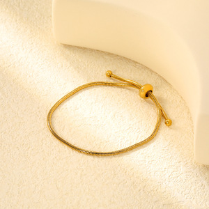 Pulsera de Cadena de Serpiente de Acero Inoxidable con Borla, Chapada en Oro de 18k, Resistente al Agua, Inalterable, Joyería de Moda Unisex - Product Image 3