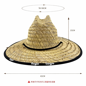 قبعات قش صيفية للحماية من الشمس بالجملة، قبعات من القش الطبيعي للمنقذين، قبعات شاطئية مخصصة بشعار مطبوع، قبعات باناما للرحلات والشاطئ - Product Image 2