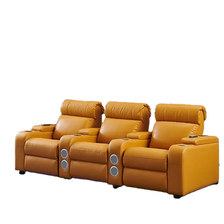 Custom Multifunction Leather Reclining Movie Theater Seat, Leather Recliner Theater Seating, Electric Theater Seats