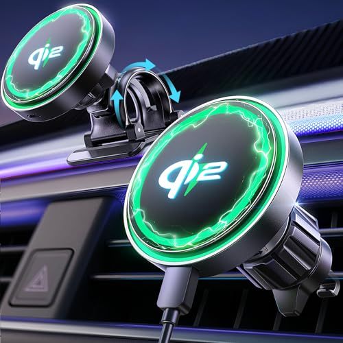 LISEN Qi2 Magnetic Car Charger Mount Liquid Silicone Cooling Strong Hold Phone Holder for iPhone 17 16 15 Pro Max S25