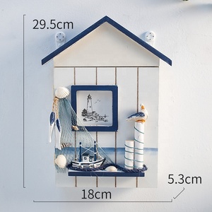 Boîte à clés en bois Style méditerranéen, <span class=keywords><strong>porte</strong></span>-clés mural en forme de maison, suspendu - Product Image 4