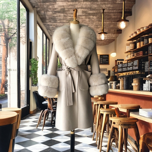 Cappotto Elegante Invernale da <span class=keywords><strong>Donna</strong></span> in Lana con Collo di Pelliccia Double Face Spesso Lungo <span class=keywords><strong>Trench</strong></span> di Tendenza Design Traspirante - Product Image 2