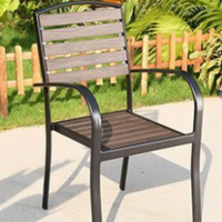 Chaise de jardin moderne en fer, bois et plastique composite, empilable, pour terrasse, café, restaurant, mobilier de jardin