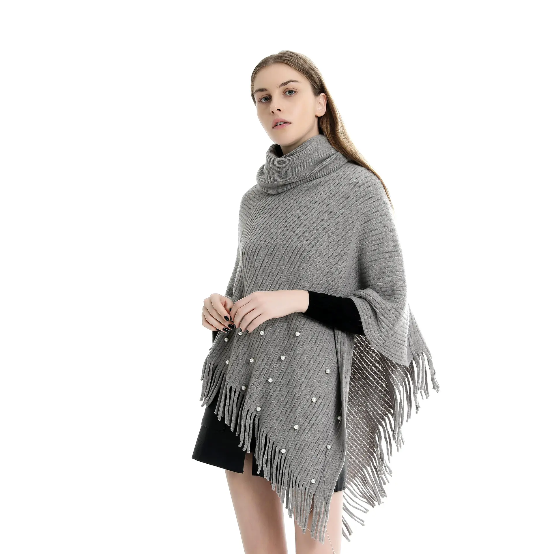 Moda mujer ropa invierno tejidos patrones ganchillo hecho a mano suéter poncho