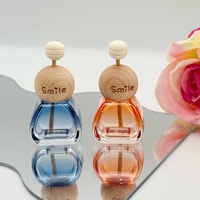 Flacons diffuseurs de parfum décoratifs bleus colorés de 10 ml pour voiture et maison avec bouchon à vis en bois