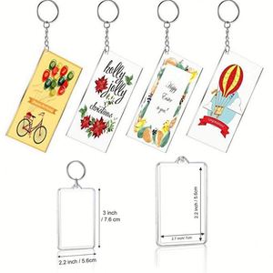 Llavero de Acrílico Transparente Personalizable con Forma de Corazón, Rectángulo o Círculo, Marco de Fotos en Blanco para DIY - Product Image 1