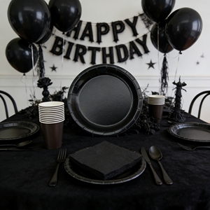 Platos de Color Sólido DAMAI, Decoración de Mesa Negra para Cumpleaños, Platos, Vasos y Servilletas de Papel Desechables para Fiestas, Juego de Vajilla - Product Image 2