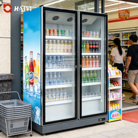 Réfrigérateur vertical de supermarché, armoire réfrigérée, double refroidisseur de boissons pour boissons