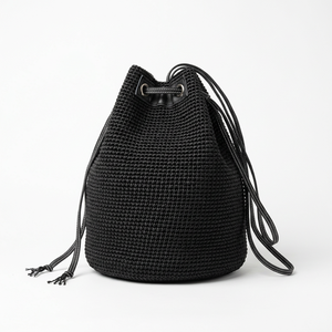 Bolso de hombro tipo cubo tejido con cordón y borlas, bandolera para mujer, ideal para playa y viajes - Product Image 2