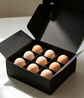Boîte cadeau pour œufs en carton ondulé noir personnalisée, écologique, recyclable, avec laminage mat, design réutilisable, capacité de 6/9 œufs