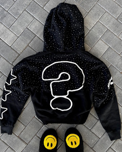 Sweat à capuche tendance streetwear européen et américain, imprimé 3D en mousse, coupe oversize Y2K, style hip-hop décontracté, unisexe, avec strass, pour le sport - Product Image 3