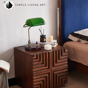 Table de chevet vintage en bois massif, armoire de rangement, mobilier de chambre à coucher, design minimaliste - Product Image 3