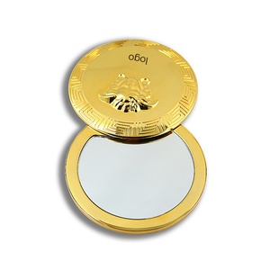 Custom Round Gold Embossed Metal Rotatable Souvenirs Pocket <b>Compact</b> Makeup <b>Mirror</b> - Product Image 5