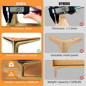 Pieds <span class=keywords><strong>de</strong></span> table élégants en métal doré brossé sans soudure, modernes, coniques <span class=keywords><strong>de</strong></span> 6 pouces, robustes, pour canapé et armoire - Product Image 5