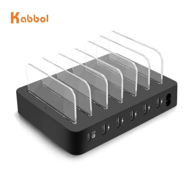 50W 6 Port USB Charging Station Multi Device USB Charging Dock Station HUB Desktop Charger Stand Organizer  4*2.4A+2*1A