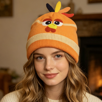 Bonnet en tricot 100 % acrylique avec décorations 3D en forme de poulet de dessin animé, unisexe pour adultes, idéal pour les activités de plein air en hiver