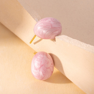 Candy Shape Morandi Resin Drop <b>Earrings</b> | 18K PVD Gold Plated Stainless Steel <b>Post</b> | Marble Lightweight Studs for Women & Girls - Product Image 6