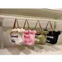 Sacs d'été, sac de plage, sac à main cadeau, sac fourre-tout en toile de coton pour femmes, ambiance estivale, D-029