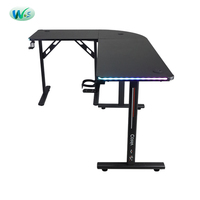 WS4599 Table de jeu RVB ergonomique en forme de L Bureau de jeu pour ordinateur avec espace intérieur pour meubles de bureau à domicile sans emballage de courrier