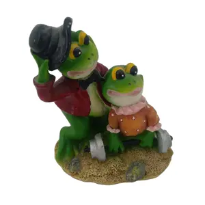 Wholesale Custom Polyresin Animal Frog Figurine Folk Art Style Folk Art for Home Decoration and Souvenir Use